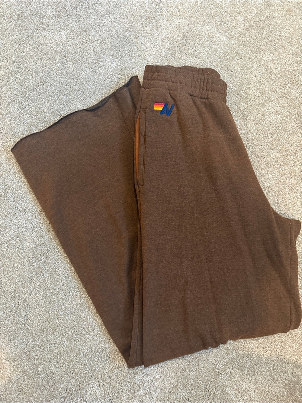 Aviator Nation Brown Hoodie with stripes XS AND Brown wide leg sweatpants Small - Picture 6 of 9